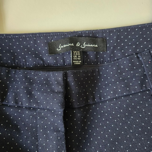 Jasmine & Juliana Navy Polka Dot Career Dress Pants Trousers US 10 UK 14 EU 40 - Picture 1 of 4